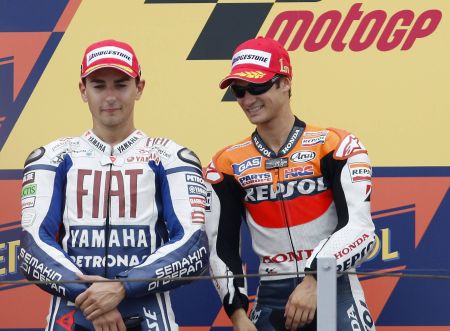 The MotoGP has been dominated by two Spaniards this year - current leader Jorge Lorenzo (left) and Dani Pedrosa.
