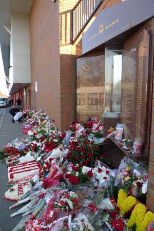 The Hillsborough memorial at Anfield, bearing the names of the 96 Liverpool fans who lost their lives in the disaster.