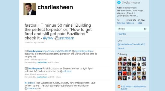 Charlie's Twitter account