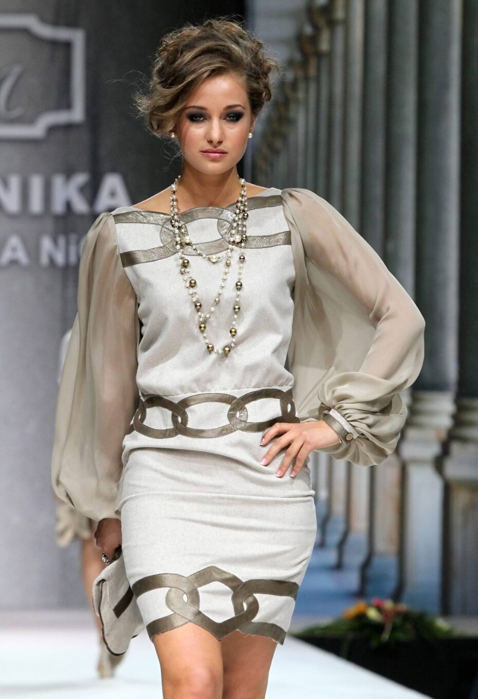 A model presents a creation by Veronika Niko fashion house at the Volvo Fashion Week Moscow Fall-Winter 2011, in Moscow, Russia