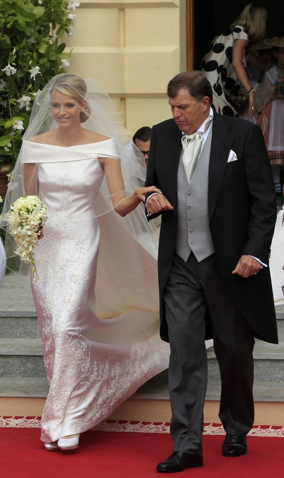 There she is in Armani Prive, escorted by her father Michael Kenneth Wittstock