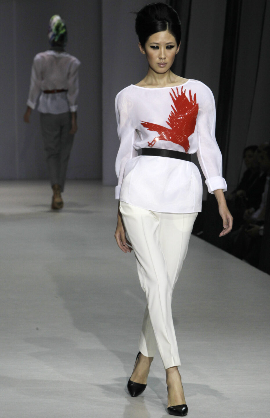 Capri pants like this one shown during Russia Fashion Week are so in.