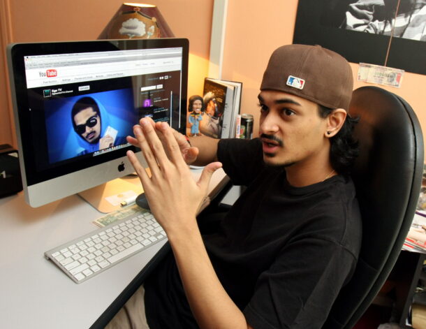 Rapper and Egoistic Records CEO Edmund Anand showing the music video for Run This, a project featuring seven top local rappers (including himself) which Edmund produced independently. The video has gone viral, getting more than 10,000 hits in just over a week.