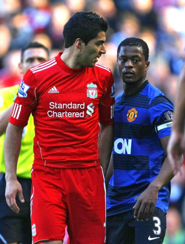 Luis Suarez, Patrice Evra Thanks to Suarez, the word "negrito" will now forever be part of football vocab.