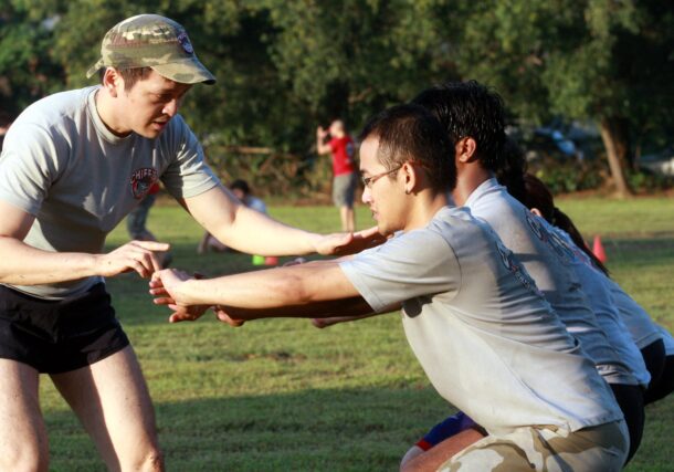 Armin Baniaz Pahamin (L) helps people achieve their fitness goals through the Chief's Original Bootcamp's (COBC) military-inspired fitness programme.