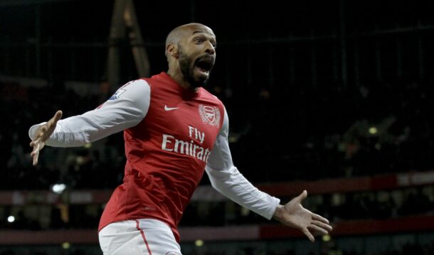Thierry Henry Thierry Henry celebrating his clinically taken goal that settled Arsenal's FA Cup third round match against Leeds United.
