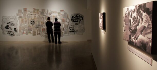 YFSAITO Visitors to the exhibition admiring the Saito College student's "doodle" installation, which is accompanied by cutouts of The Star newspaper's comics section.