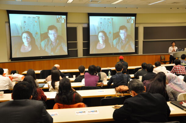 Malaysia Forum Participants at Malaysia Forum 2012, University of Pennsylvania, tuning in to a live video stream from Kuala Lumpur. Malaysia Forum is held every year simultaneously in various cities around the world.