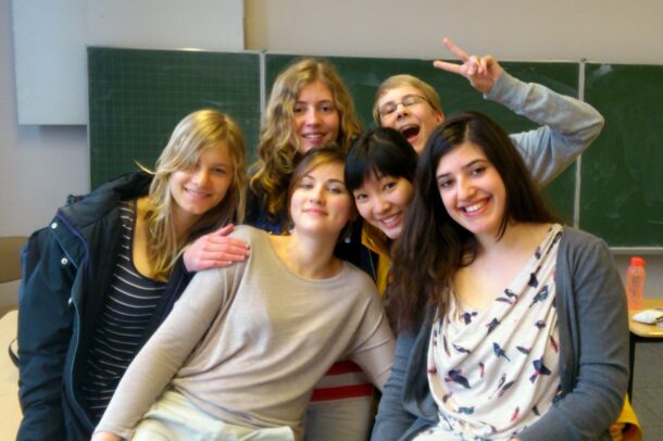 The writer, Roxanne Low Pau-Ling (second from right), with her classmates in Itzehoe, Germany.