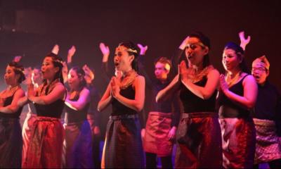 The Dithyrambic Singers singing and dancing to a traditional Balinese tune, Janger.