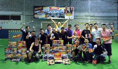 The happy winners of the tournament with their prizes.