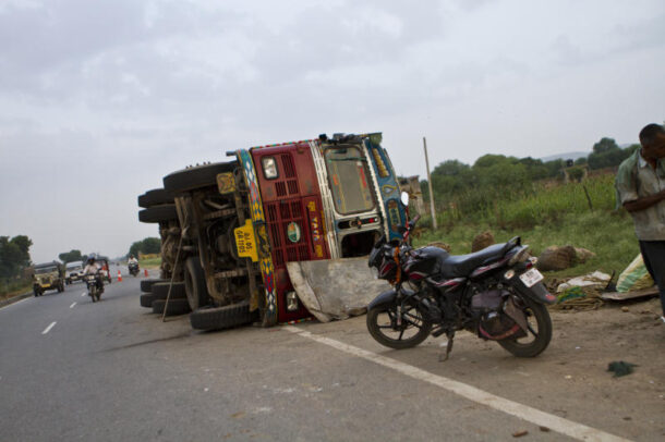 Geh says overturned trucks were regular sights throughout India.