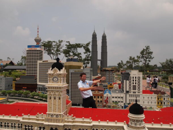 Bentivoglio posing with his world class invention which is none other than our beautiful Kuala Lumpur City built with legos