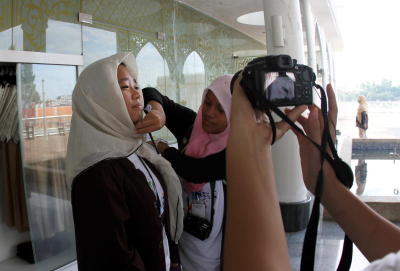 The BRATs were required to put on the proper attire before entering the mosque.