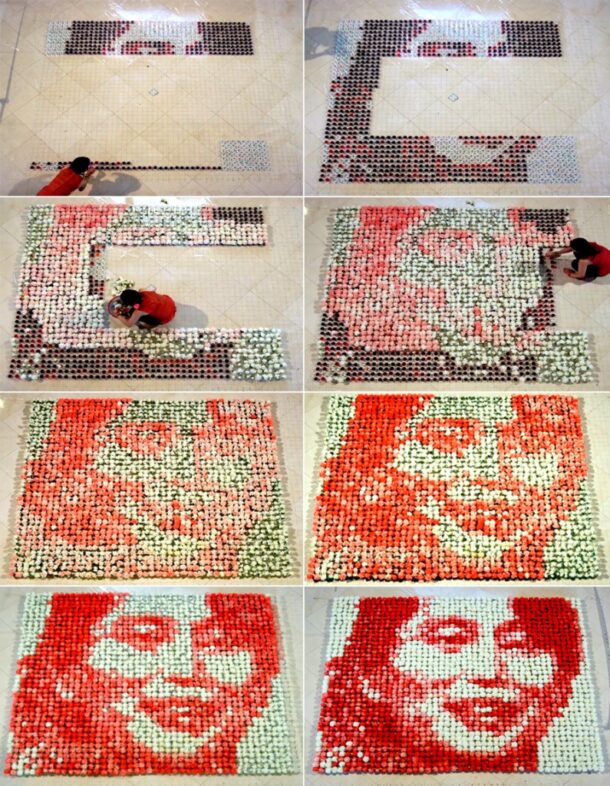 Hong with her portrait of Aung San Suu Kyi back in January 2013 held at Kota Kinabalu, which took a total of three days.