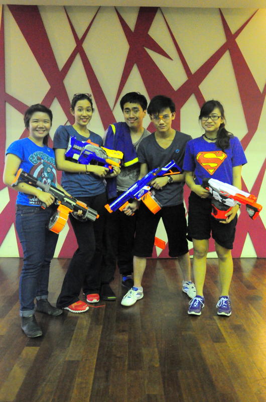 When the organisers of the Nerf Showdown offered the BRATs a chance to send our own team for the tournament, it was too good to refuse. The very first BRATs Nerf team included (from left) Yap Yi Ping, Mistika Idris, Joshua Ralph Kamijan, Keith Yap and Zarrah Marie Morden.