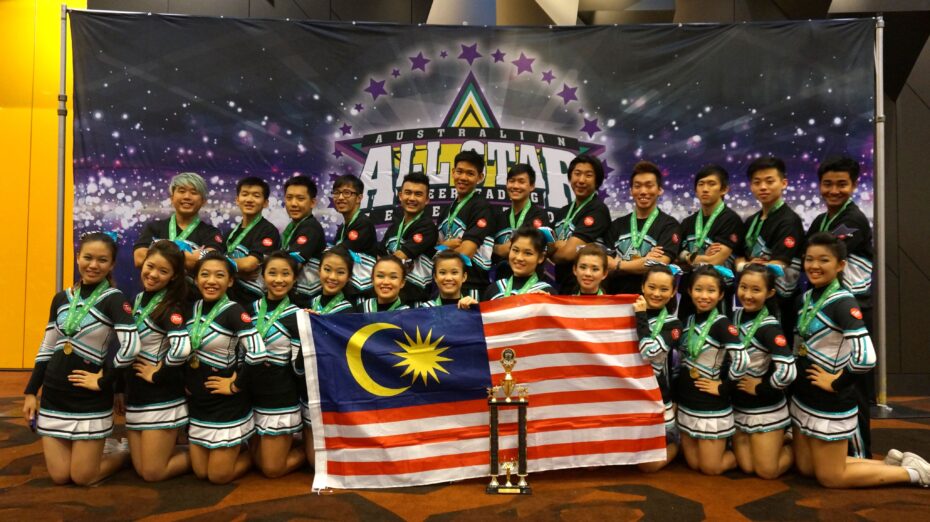 The Awesome All-Stars with their trophy at the Australian All-Stars Cheerleading Federation (AASCF) in Melbourne, Australia.