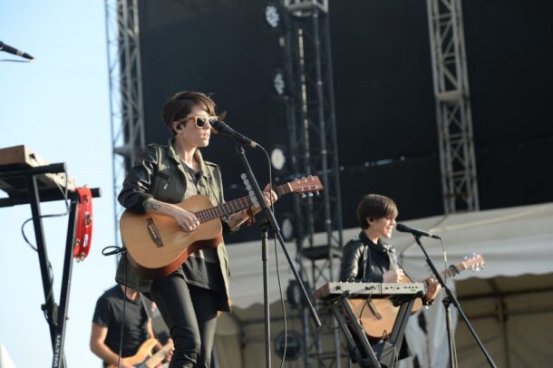 Canandian twins Tegan Quin (L) and Sara Quin (R) that make up multi-genre group Tegan and Sara made sure to stop by Hong Kong to perform on Day 3 of Clockenflap while touring the region.