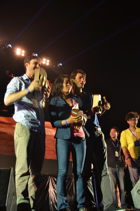 The three winners of the Tropfest SEA 2014 short film competition, (from left) Ezequial Paolinelli from Malaysia, Sothea Ines from Cambodia and Polen LY from Cambodia.