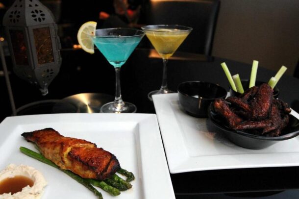 Grilled salmon and heli wings are the go to eats