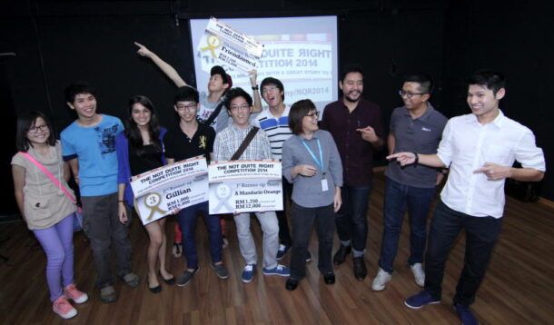 The winners at the Not Quite Right video competition prize-giving.