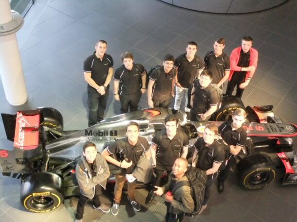 (Front row, second from left) Mayer at the McLaren Performance Academy.