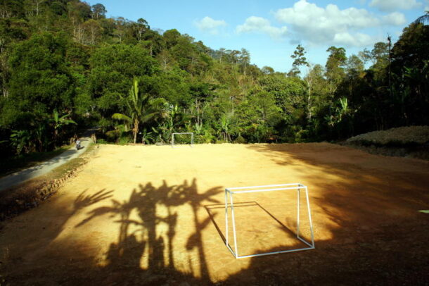 Not yet Wembley: The recently built football field at Kampung Genting Peres in Hulu Langat, Selangor, was funded by the European Union (EU) and Dusun Tua state assemblyman Razaly Hassan in an approach to engage the indigenous people.