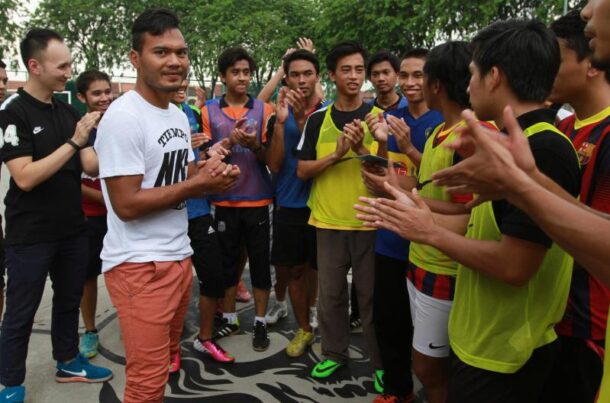 National footballer Safee Sali was at the Nike Winner Stays launch to offer words of advice to the young footballers.