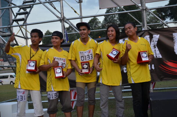 Members of the team that represented Malaysia at the 2014 Sasuke ASEAN Open Cup: (from left) Mohammad Sufian, Muhammad Zaki, Mohd Redha, Khairul Hafiz and Amirul Ashraf.