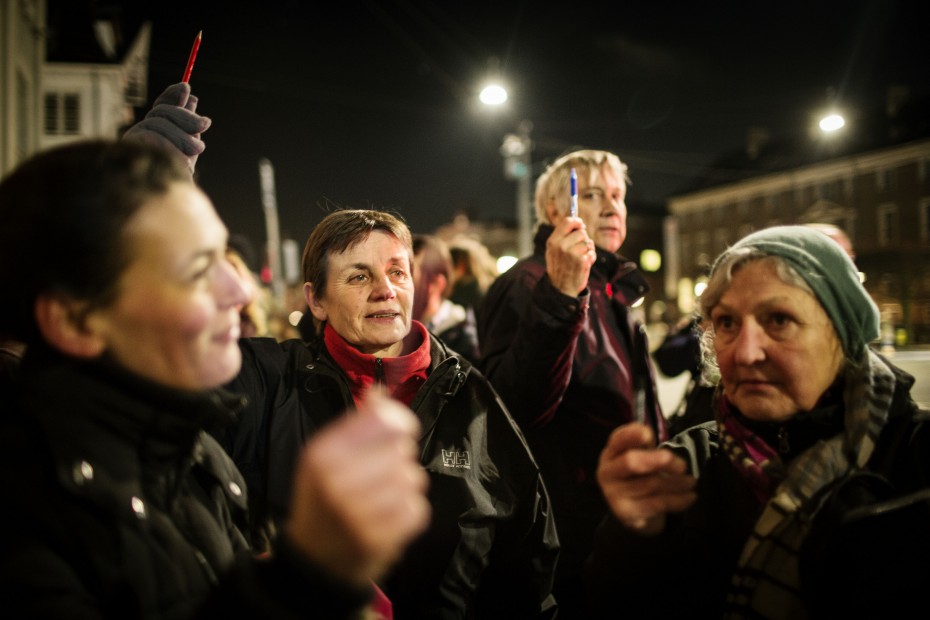 Outside the French Embassy in Copenhagen, Denmark.