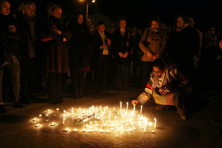 A candlelight rally in Tunis, Tunisia. -- Photo by EPA