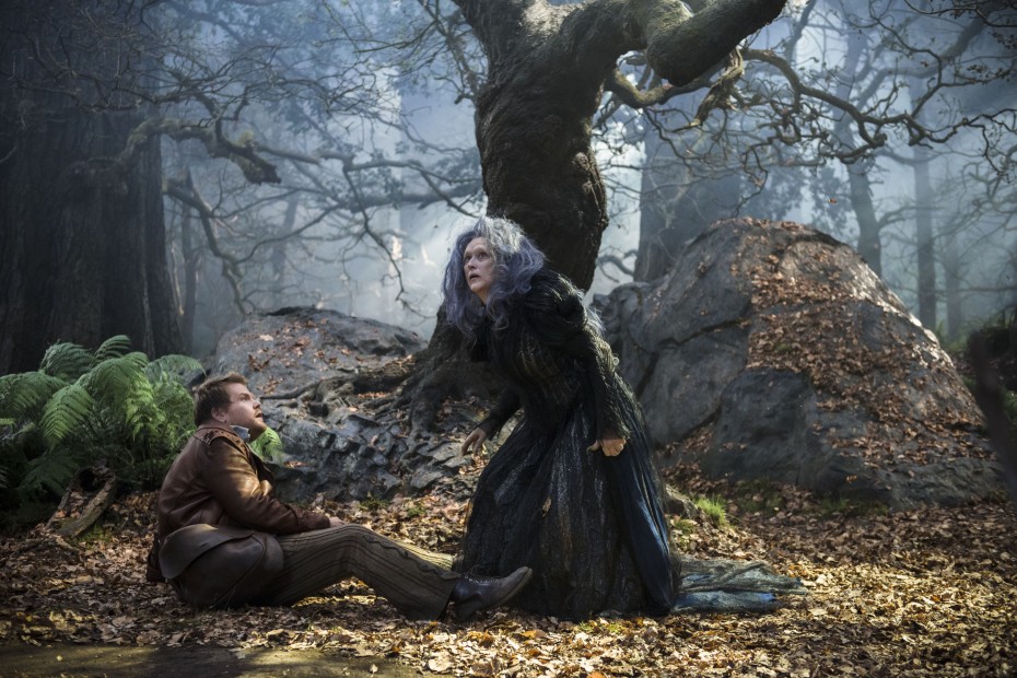 James Corden and Meryl Streep star in Into The Woods, a film that gives fairy tales a modern twist by exploring the consequences of the characters' wishes and quests.
