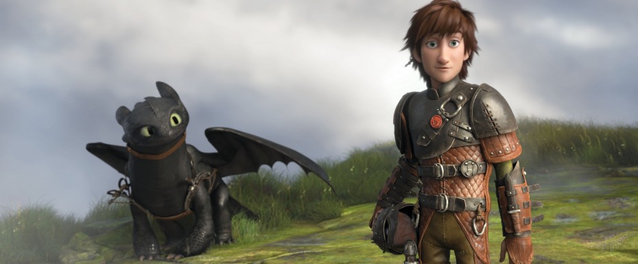 Hiccup Horrendous Haddock III (voiced by Jay Baruchel) and his dragon, Toothless in this DreamWorks Animation film, How To Train Your Dragon 2.