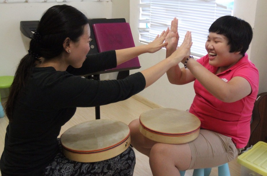 Music therapy helps with autistic children's sensory input, giving them something to feel or do that isn't harmful to themselves.