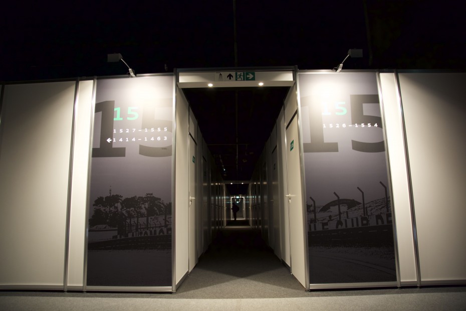 Just one of the many rows of rooms at the Audi Racing Hotel.