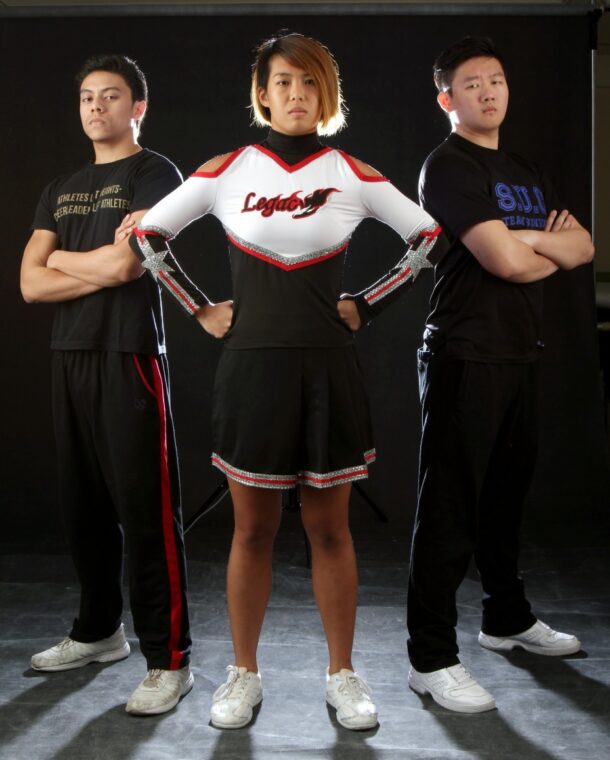 Cheer power: Captains Danial (left), Loke Cheng Mun (centre) and Kong are revolutionising Malaysian cheerleading with college teams! They will be competing head-to-head in CHARM Cheerleading Championship’s very first college division this coming August! - Photo: YAP CHEE HONG/The Star