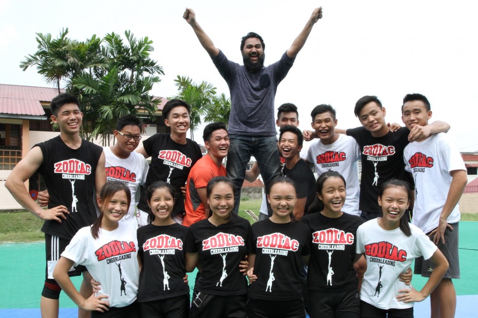 Prakash nails his first pyramid after surprising two-time CHEER champions Zodiac Co-ed at their school, SMK Kepong.<br>- Photo: SAMUEL ONG/The Star