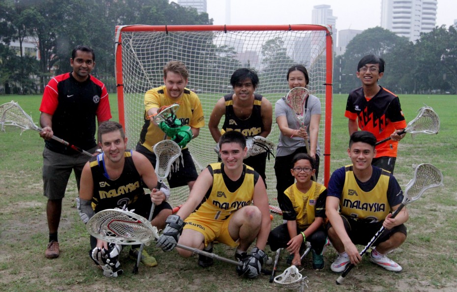 The Malaysian Lacrosse team hopes more young people will take an interest and compete in the sport. Jake Marr (second from the bottom left), Putra Isyraq (top, middle) and Marco Ong (bottom right) are all keen to see the sport grow through schools and universities.
