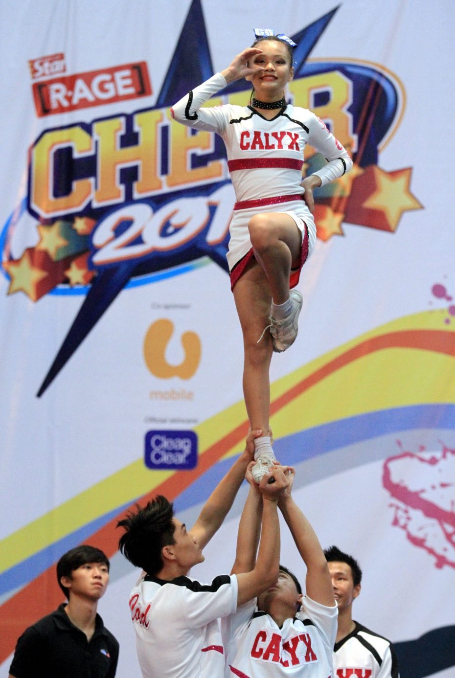 The teams at CHEER 2015 worked incredibly hard to perform stunts like this one by Calyx Co-Ed. Many of them trained all year long in preparation for the CHEER Finals.
