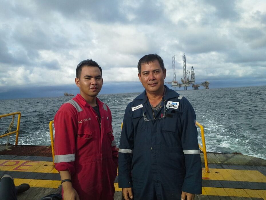 Mccolin and his father, back when they were both in the oil and gas industry. As a young person, McColin was retrenched, but his father was able to keep his job.